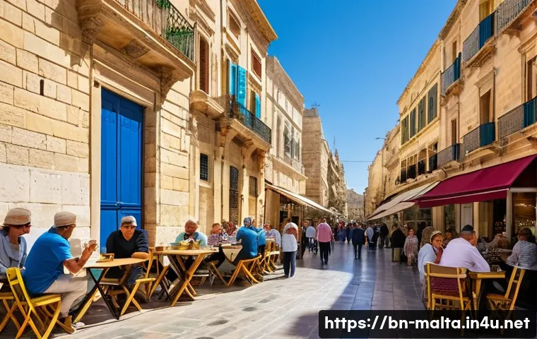 몰타 인구 구성 - **Prompt 1: "A bustling, sunlit town square in Valletta, Malta, alive with a diverse mix of people f...